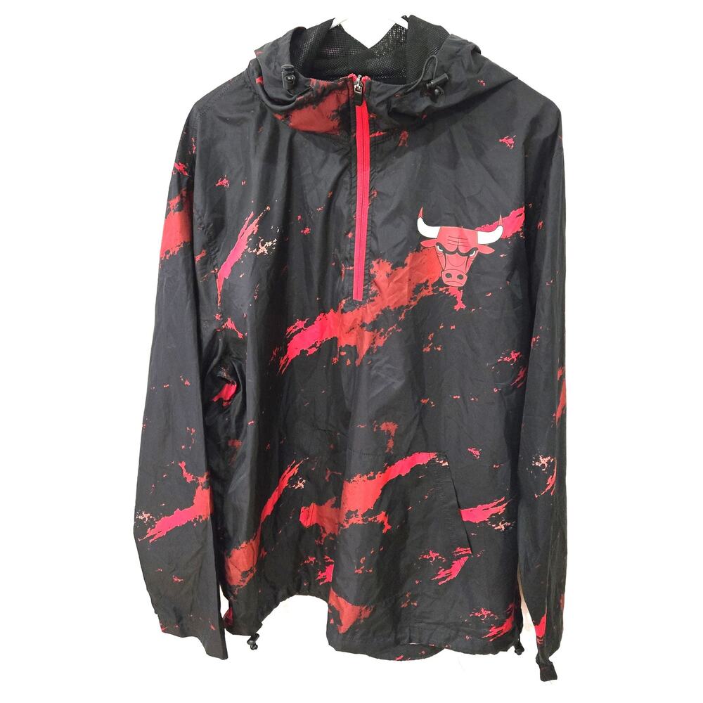 NBA Sz Large Chicago Bulls 1/4 Zip Windbreaker Pullover